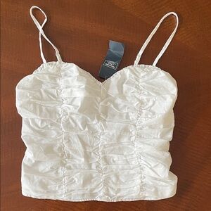 Abercrombie & Fitch Elegant White Ruched Cami Cropped Top